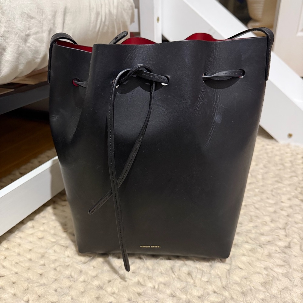 Mansur Gavriel Black and Red Leather Shoulder Bag